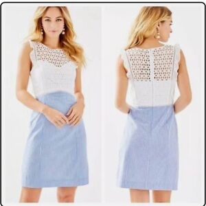 Lilly Pulitzer blue white striped cut out dress size 2